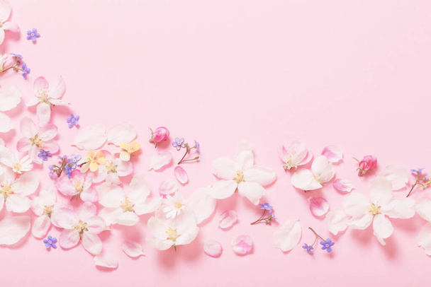 spring flowers on pink background - Fotó, kép