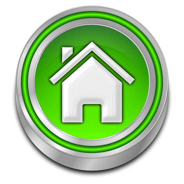 Home Button green - 3D illustration - 写真・画像
