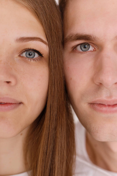 portrét zamilovaného muže a dívky. modré oči. - Fotografie, Obrázek