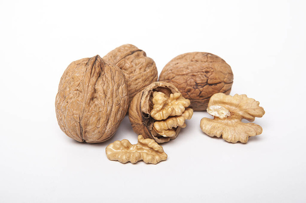 Walnut on white background. Healthy food and snack. - Photo, Image