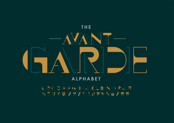 Vector de fuente de alfabeto de vanguardia estilizado - Vector, Imagen
