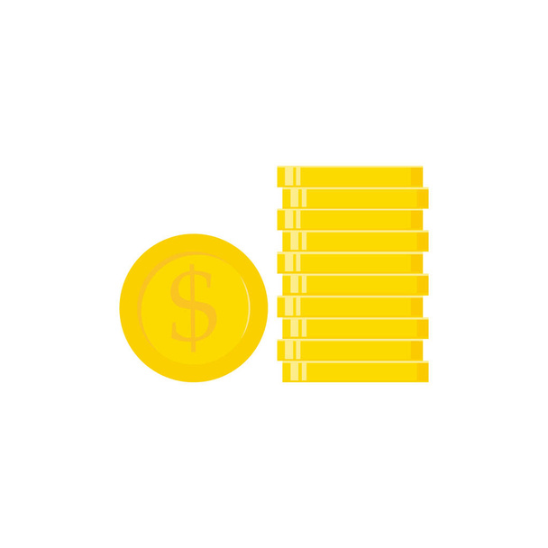 Set de monedas de oro. Icono de oro plano. Economía, finanzas, concepto de dinero. Ilustración vectorial de símbolo de riqueza aislado en blanco - Vector, Imagen