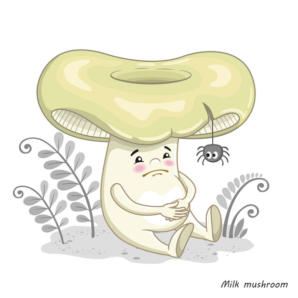 Vektorové houby izolované na bílém. Jedlé mléčné houby. Tisk pro dětské oblečení - Vektor, obrázek