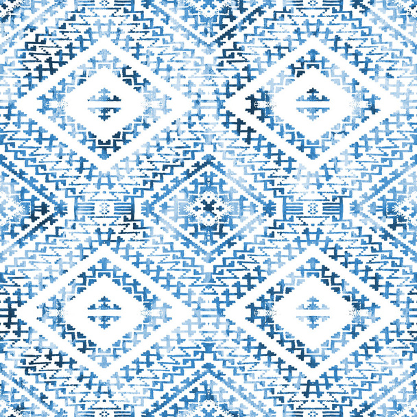 Patrón kilim ikat geométrico con textura grunge - Foto, imagen