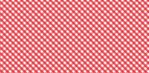 Patrón diagonal de Gingham rojo y blanco Textura de rombo / cuadrados para cuadros, ropa, camisas, vestidos, papel, ropa de cama, mantas, edredones y otros productos textiles. Ilustración vectorial - Foto, Imagen