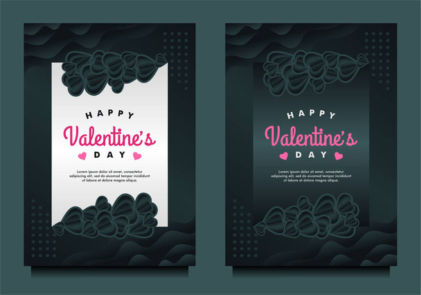 boldog Valentin-napot banner, szórólap, üdvözlő kártya sablon sötét háttér - Vektor, kép