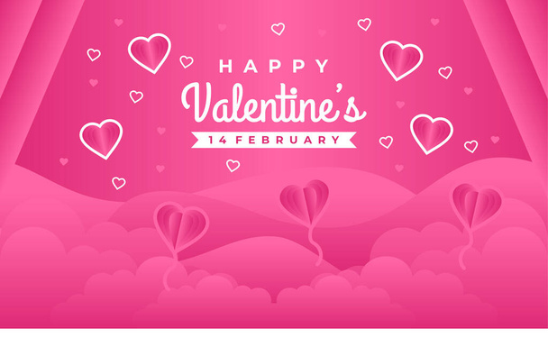 Precioso feliz día de San Valentín saludo banner fondo con corazones - Vector, imagen