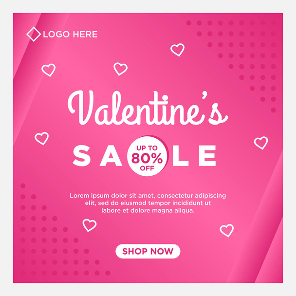 šťastný Valentýn prodej sociální média šablony s růžovým pozadím - Vektor, obrázek