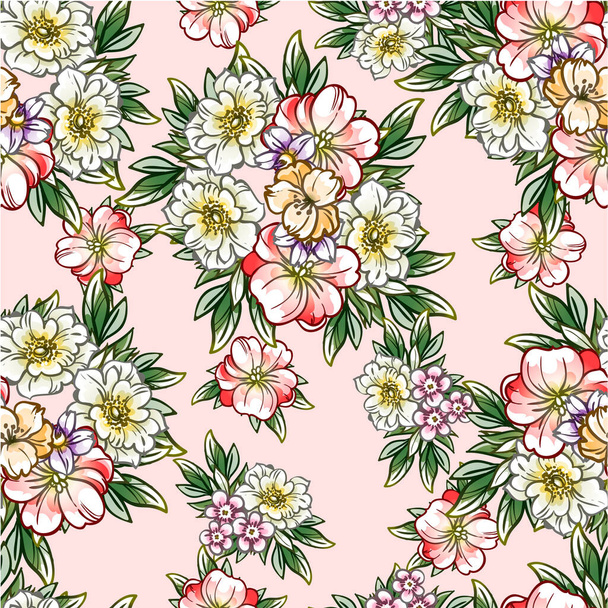 Abstract seamless vector pattern with flowers - Vektor, obrázek
