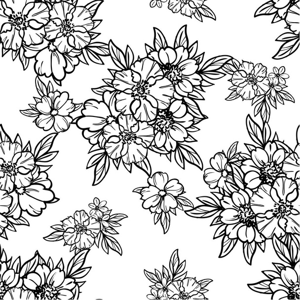 Abstract seamless vector pattern with flowers - Vektör, Görsel