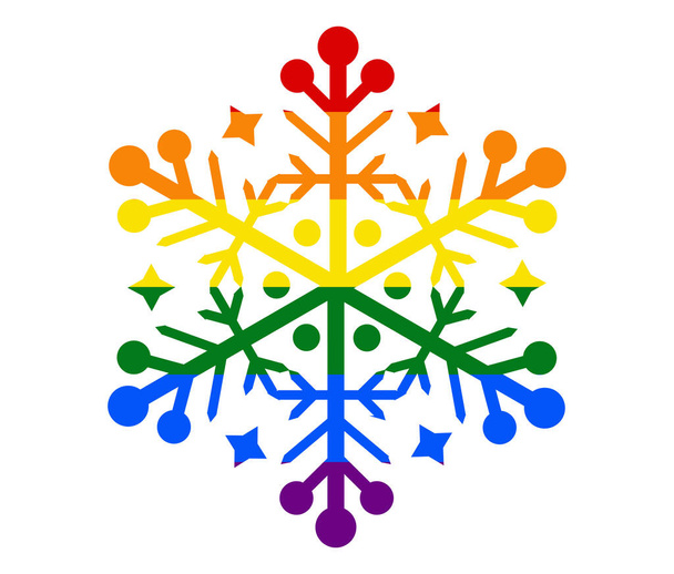 christmas snowflake LGBT flag. gay, lesbian, bisexual and transgender icon vector - Wektor, obraz