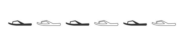 Schoenen iconen. Silhouet van pantoffels. Schoenen pictogrammen geïsoleerd op witte achtergrond. Vectorillustratie - Vector, afbeelding