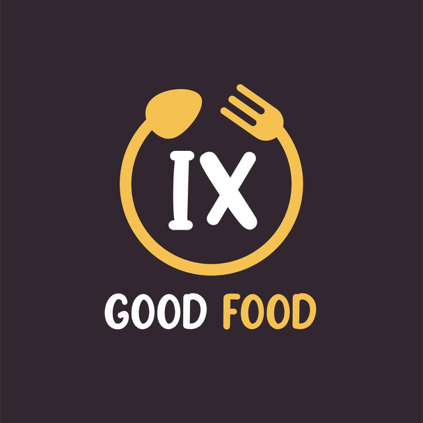 IX Letter Logo Design with Restaurant Concept. Modern Letter Logo Design with circular fork and spoon - Vector, Image