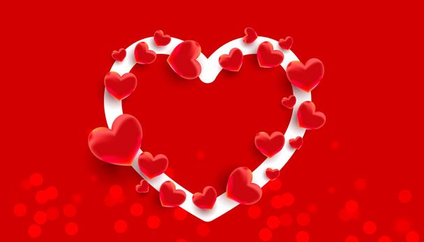 Любовная рама с элементами милого любовного декора на минималистичном стильном фоне. Открытка на день Святого Валентина. Праздничный баннер, веб-плакат, флаер, цветная брошюра - Вектор,изображение