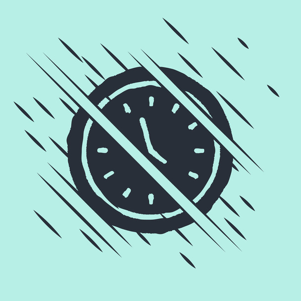 Black Clock Symbol isoliert auf grünem Hintergrund. Zeitsymbol. Glitch-Stil. Vektorillustration. - Vektor, Bild