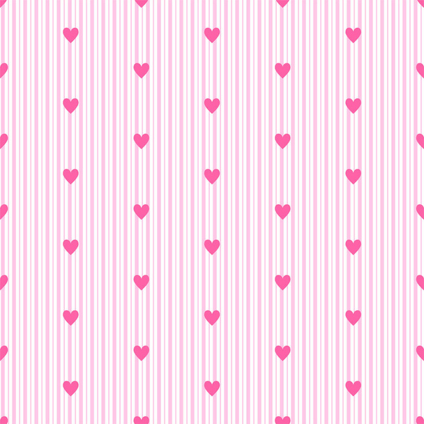   Pink lines and hearts pattern/ Seamless vector background - Vector, afbeelding