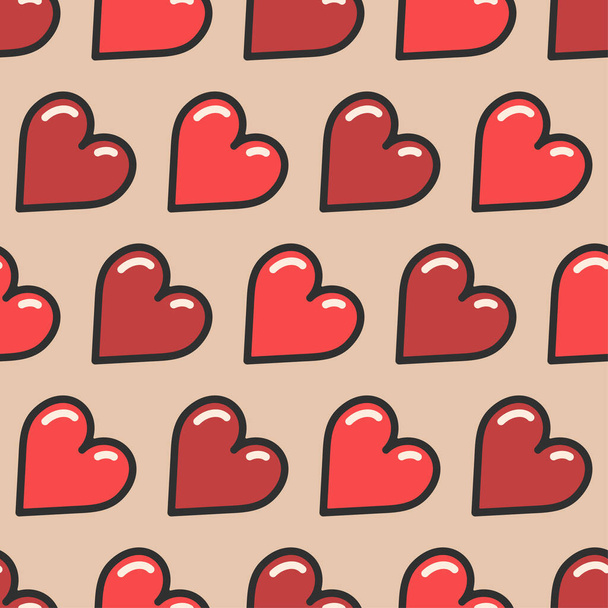   Seamless vector hearts pattern. Valentine's day background. For fabric, textile, wrapping, cover etc. 10 eps. Geometric repeat love hearts pattern. - Vettoriali, immagini