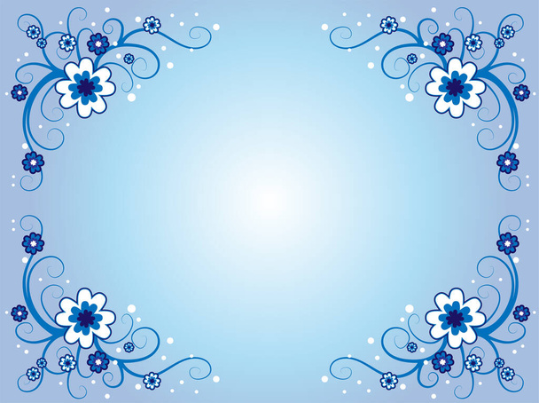 blue floral background with flowers - Вектор,изображение