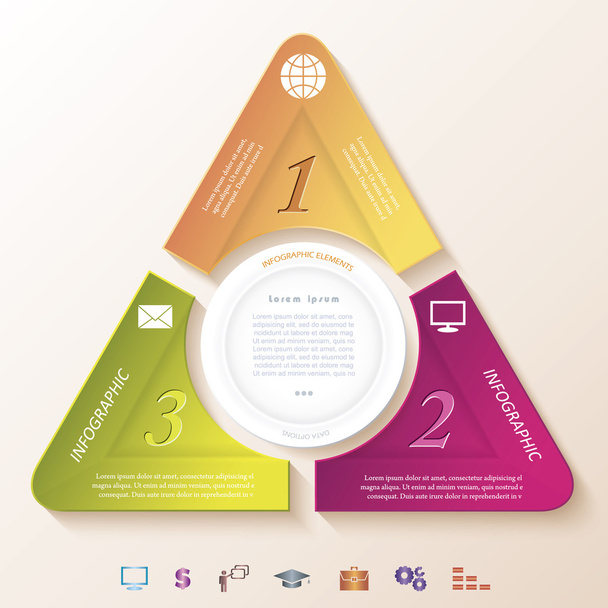 Abstract infographic design with circle and three segments. Vect - Вектор, зображення