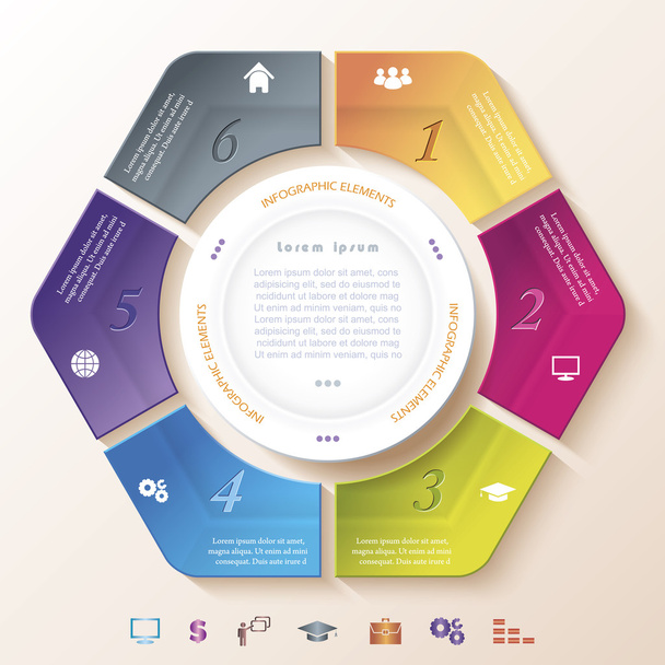 Abstract infographic design with circle and six segments. Vector - Vector, imagen