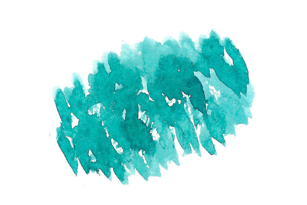 Una pennellata ad acquerello in un bellissimo e contemporaneo colore blu-verde. Acquerello semplice. Adatto per social media, tipografia, cartoline e materiale promozionale - Foto, immagini