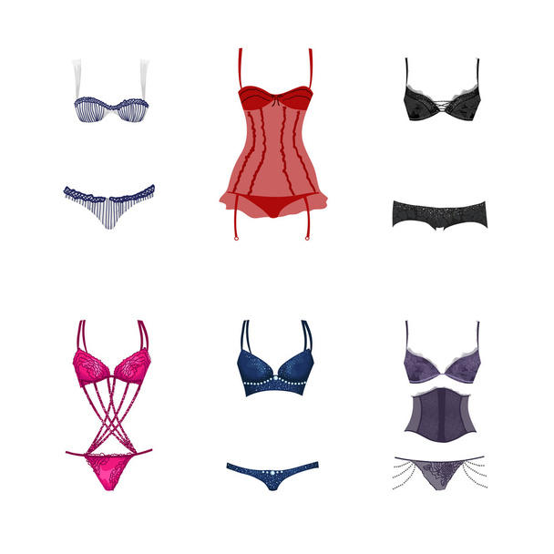 Vector set of very attractive and seductive lingerie - Vettoriali, immagini