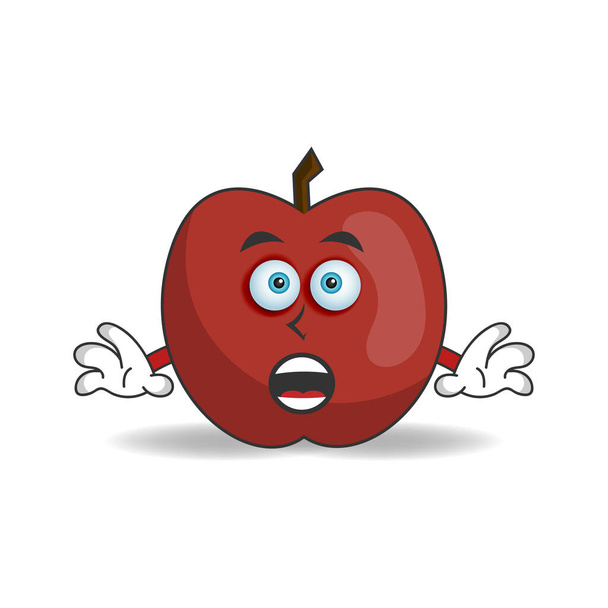 Apple mascot character with shocked expression. vector illustration - Vector, Image