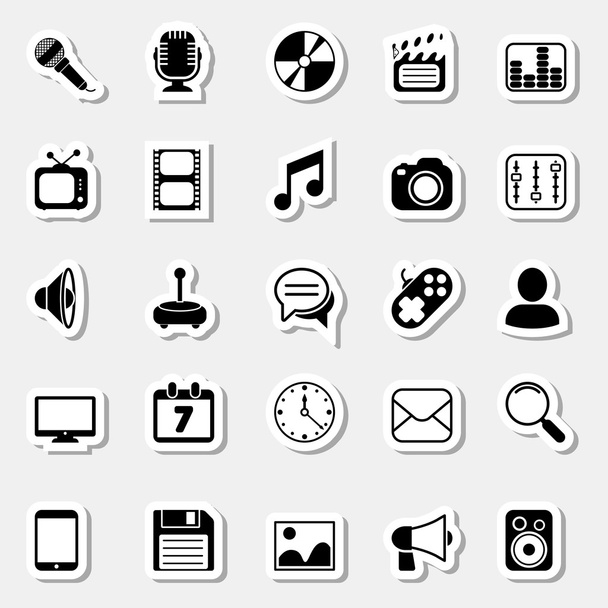 Media Icons Set as Labels - ベクター画像