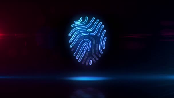 指紋記号、認証技術、識別、デジタルフットプリント、コンピュータセキュリティアクセス、アイデンティティ、サイバーIDループの概念。将来の抽象3Dレンダリングループ可能なシームレスなアニメーション. - 映像、動画