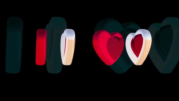 Rendering 3D romantyczne serca tle - Materiał filmowy, wideo