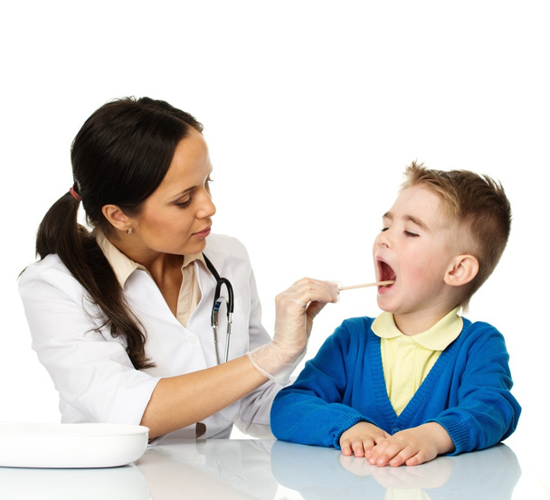 Little boy checking throat at paediatrician - Foto, Imagem