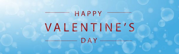 Bokeh blu panoramico con congratulazioni San Valentino - Illustrazione vettoriale - Vettoriali, immagini