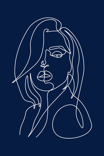 Continuous line, drawing of set faces and hairstyle, fashion concept, woman beauty minimalist,  illustration for t-shirt, slogan design print graphics style - Photo, Image