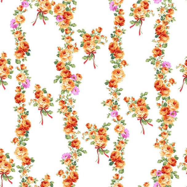 Beautiful rose vertical stripe seamless pattern,I made a continuous seamless pattern using roses, - Vecteur, image
