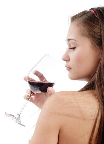 Young woman taste wine - 写真・画像