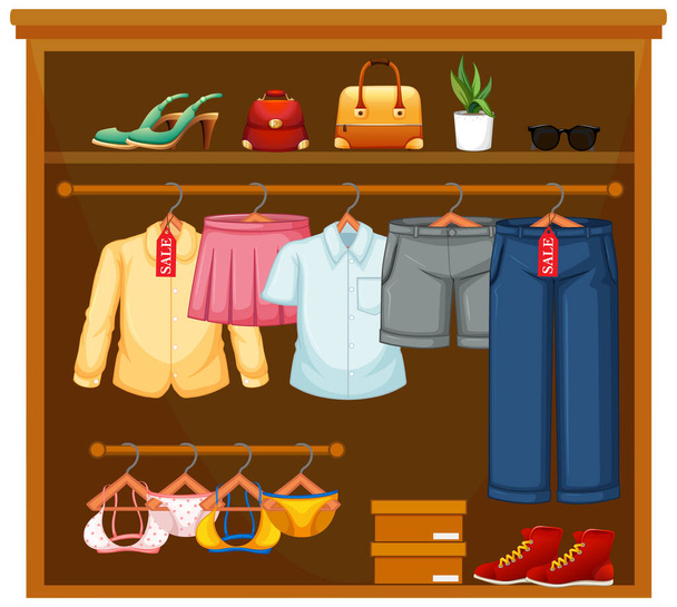 Isolated clothes in the closet illustration - Vector, Image