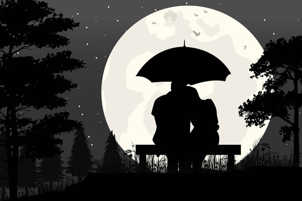 couple in love silhouette, simple vector illustration - Vector, Image