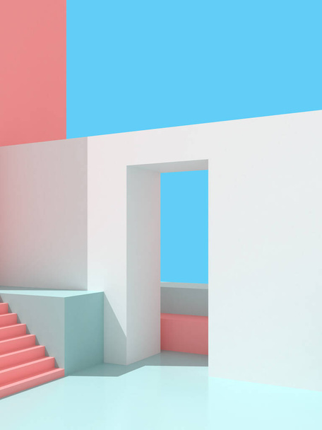 3D Illustration des abstrakten Architekturhintergrunds, Minimales Architekturplakat. - Foto, Bild
