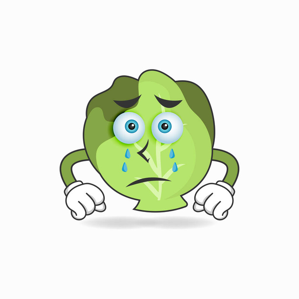 Cabbage mascot character with sad expression. - Wektor, obraz