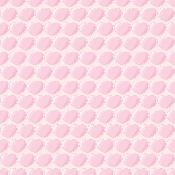 Glossy hearts shape pink colors background seamless pattern - Vector, Image