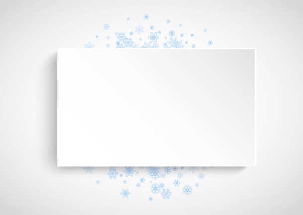 Snow frame on white paper background. Horizontal Christmas and Happy New Year theme. Blue snow frame for banner, gift card, party invitation, partner compliment and special business offers - Вектор, зображення