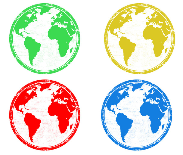 aarde globes stempels - Vector, afbeelding