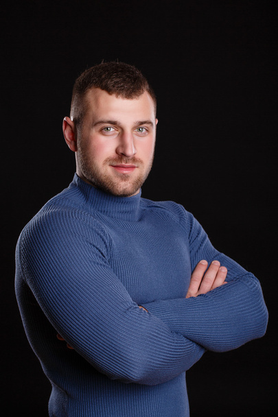 Portrait of a young business man in the blue shirt - Photo, image
