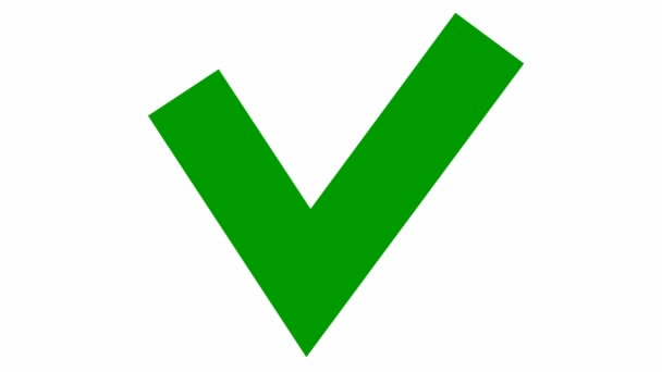 Marca de verificação verde animado aparece. Ilustração vetorial plana isolada sobre fundo branco. - Filmagem, Vídeo
