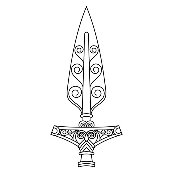 The Spear Of The God Odin - Gungnir, and Scandinavian pattern - Vector, Image