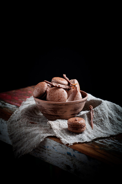 Chocolate macaroons - Photo, image