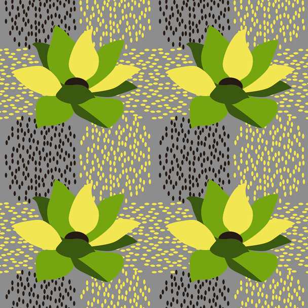 Bezešvé abstraktní vzor lotosových květin a teček pro tkaniny, textilie, papír, obaly, záclony, polštáře, přehozy, ložní prádlo.  - Fotografie, Obrázek