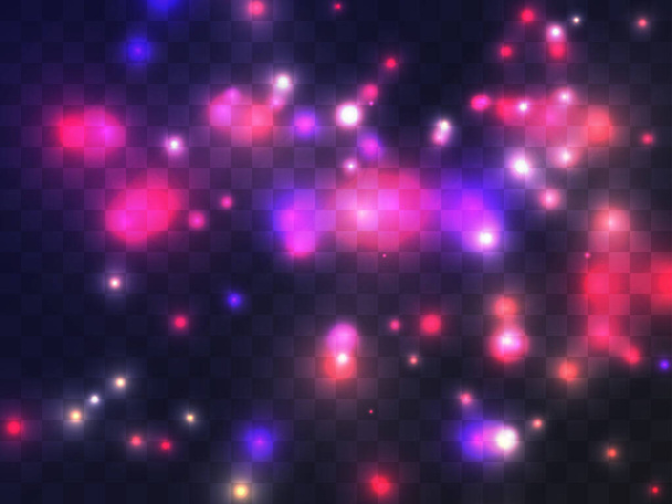 Glowing light on a transparent background. Glowing particles blue and pink color, magic glow. Sparkling light. Star dust. Design a template for banner, poster and greeting cards. Vector illustration - Vector, Image