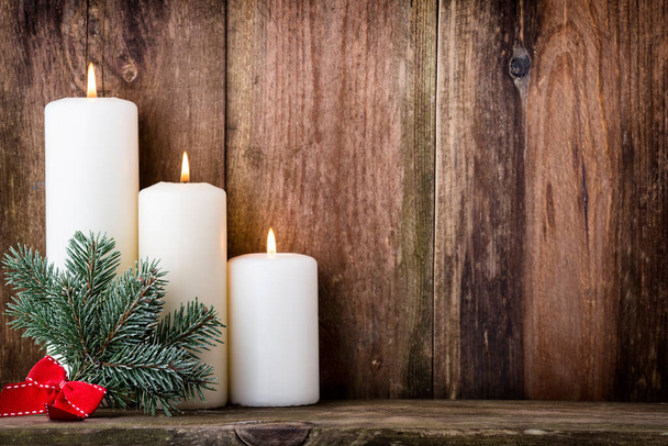 Christmas candles and lights. Christmas background. - Foto, Imagem