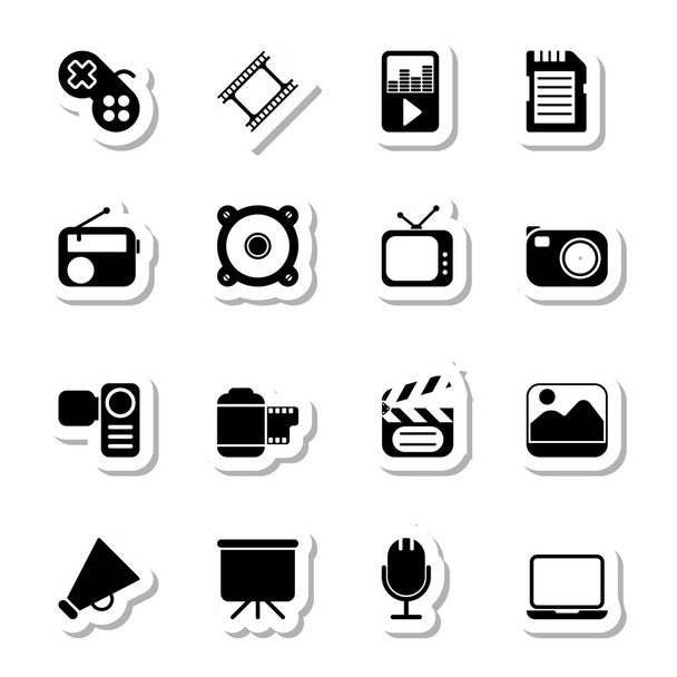 Multimedia Icons as Labels - Vektori, kuva